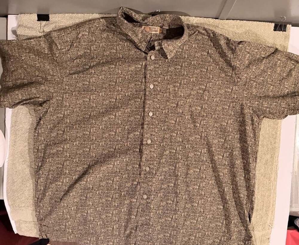 GH Bass Short Sleeve Button Up Shirt Size XXL Elephant Animal Print